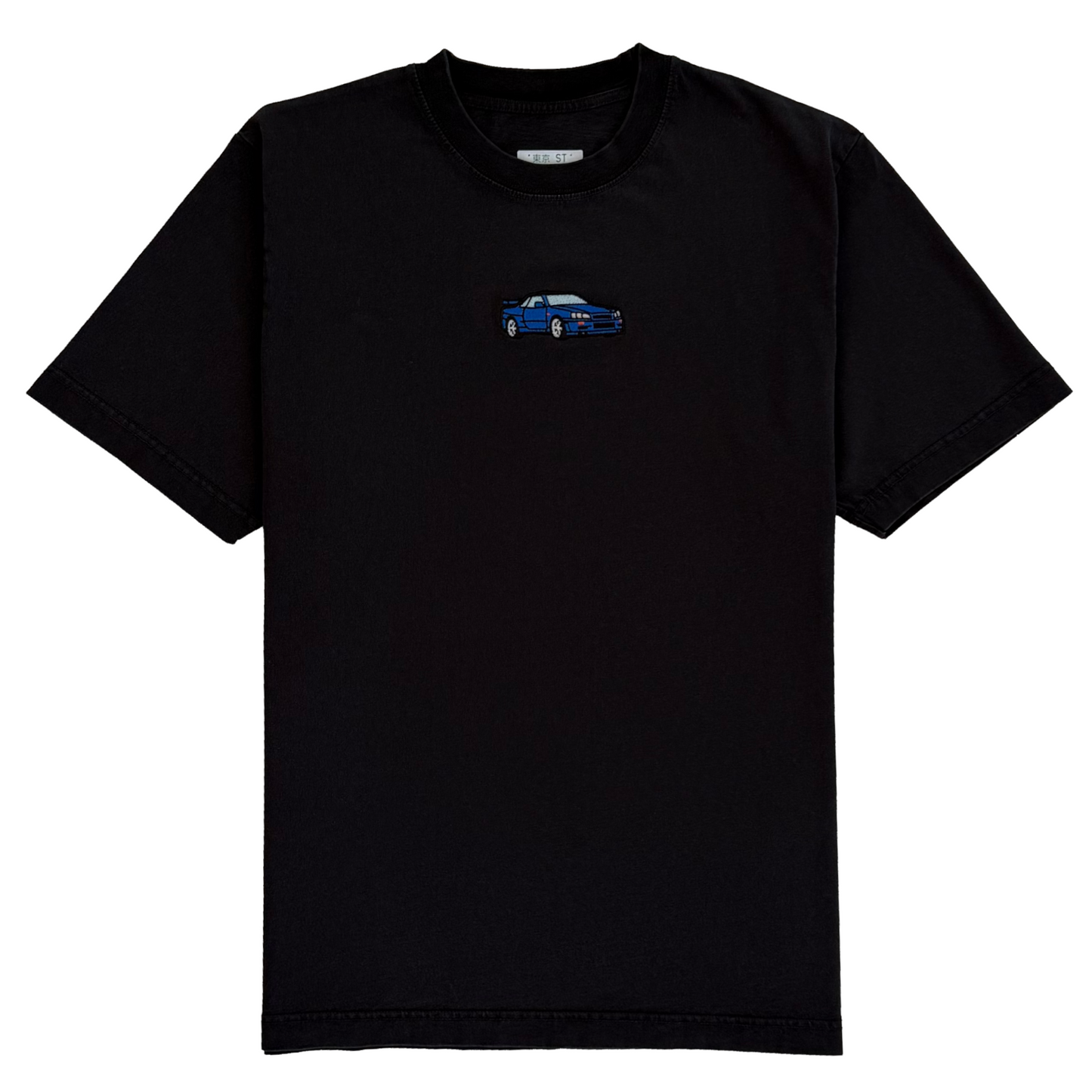 GTR R34 Embroidered Washed Black Tee