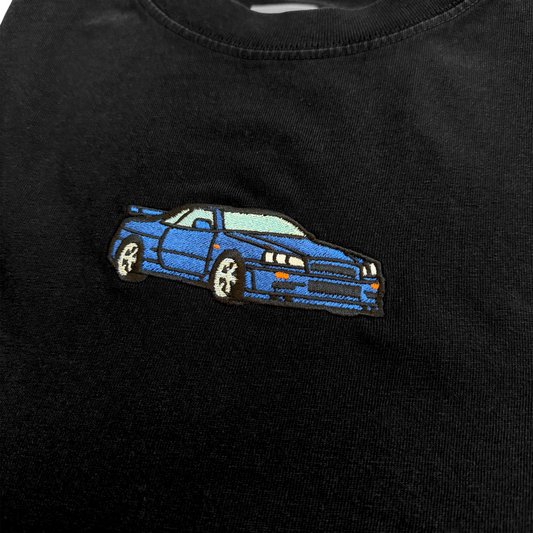 GTR R34 Embroidered Washed Black Tee